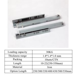 3 Fold Hidden Full Extension Furniture Drawer Slides Adjustable 300mm