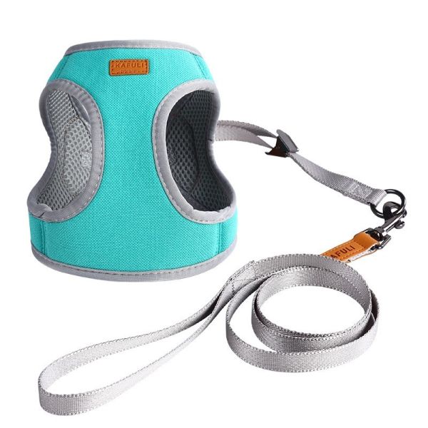 Buy cheap Amazon New Explosion-Proof Flush Teal Dog Harness Dog Pet Traction Rope Solid Color Reflective Vest Cat Chest Strap from wholesalers