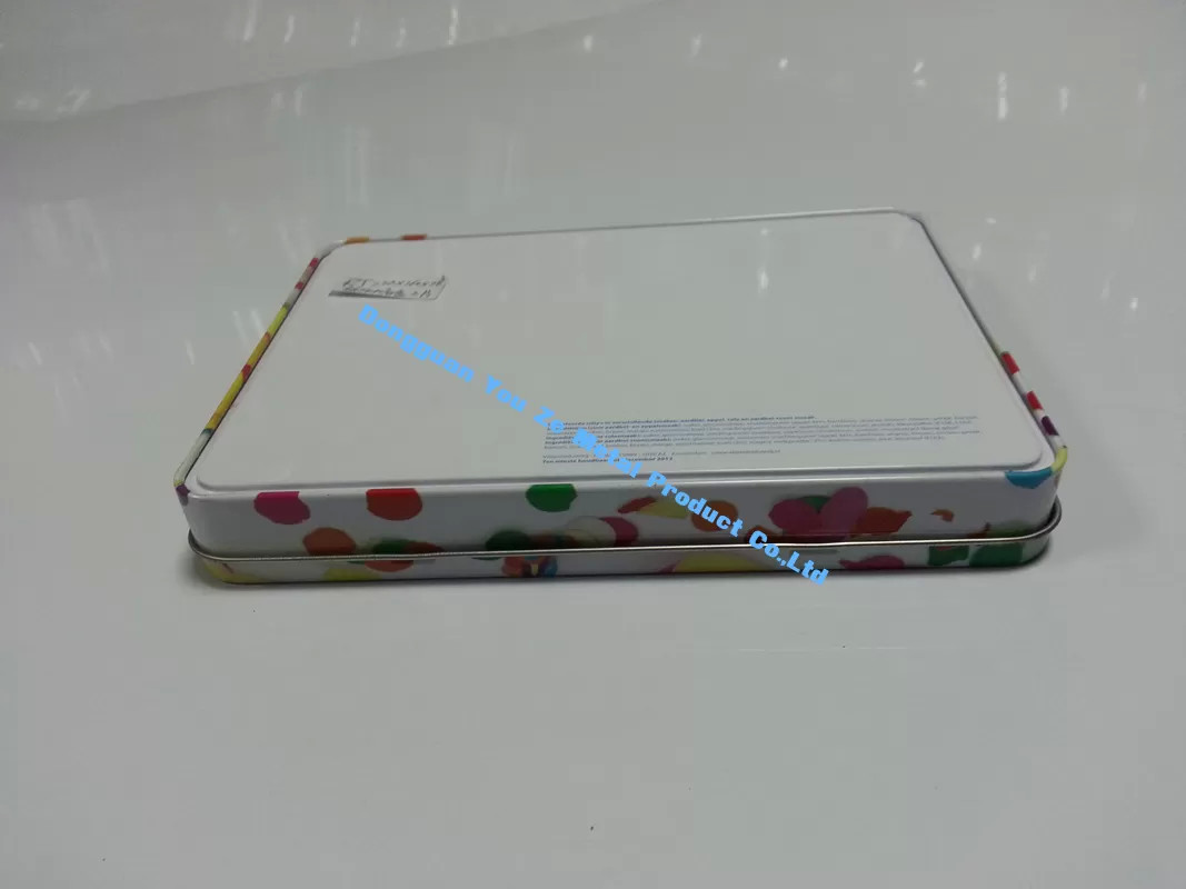 4 Color Printing Candy Tins Rectangular Metal Tins with Seated Base Tin Can