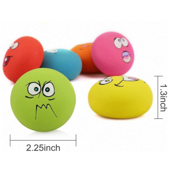 6pcs Smile Face Soft Latex Squeaky Dog Balls For Puppy Small Medium Pet Dogs