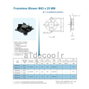 Buy cheap Moistureproof Frameless PC Fans Plastic Material 83x83x25mm 12V from wholesalers