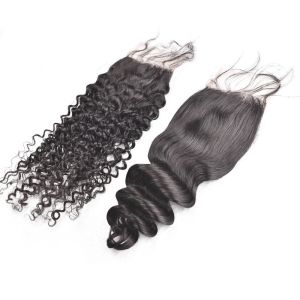 Buy cheap Free Part Three Part Middle Part Malaysian Loose Wave Closure Virgin Human Hair from wholesalers