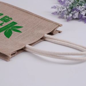 Lamination Polypropylene Coloured Jute Bags , Rectangle Natural Jute Tote Bag
