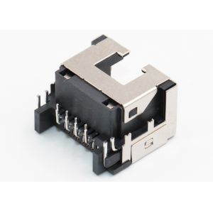 Buy cheap Single Port RJ45 Plug PCB Mount Tab Down RoHS Compliant With Yellow / Green LED from wholesalers