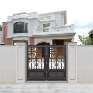 Courtyard Sliding Glass Aluminium Fence Gate Doors Automatic Opening