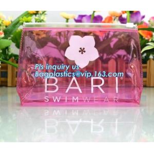 slider pvc promotional packaging bag, zipper bag for cosmetics, office slider