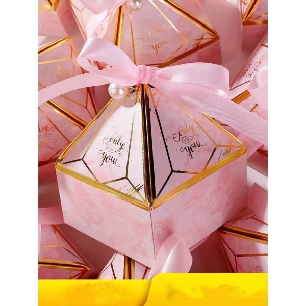 Pink European Type Fancy Paper Boxes Folding Food Candy Packaging For Wedding Gifts Party
