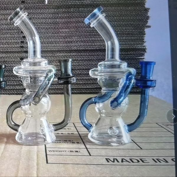 Quality 9" Smoke Water Pipe Recycler Double Body 14mm Male Bowl for sale