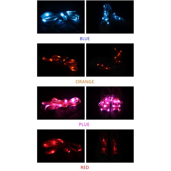 Custom Shoelace luminous led glowing Shoelace Aglet Bags new style rope shoelaces Customized Logo Style Flat Color Design