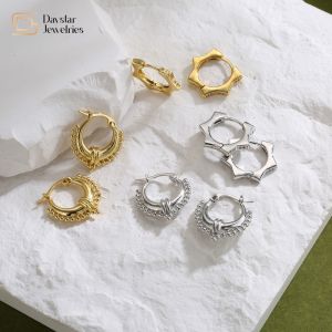 Buy cheap Geometric Brass 18k Gold Plated Hoop Earrings Diamond Zircon Huggie For Women from wholesalers