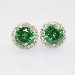 Buy cheap Sterling Silver 8mm Round Green Cubic Zirconia Earrings (JRE055) from wholesalers