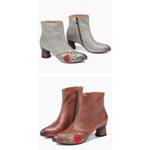 Buy cheap HZM031 Leather Boots Pointed Toe Temperament Handmade Women'S Boots With Thin And Thin Boots Women'S Thin Martin Boots L from wholesalers