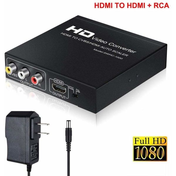 Quality 1080P PAL NTSC HDMI To RCA / HDMI 1.3 3RCA CVBS Audio Video Converter for sale