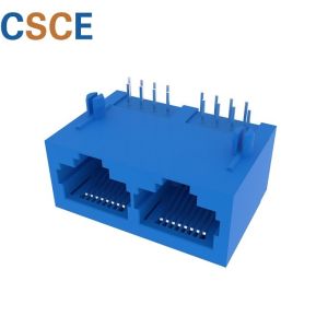 Flat Pin 8P8C Network Connector RJ45 1 X 2 For Ethernet Female Connector