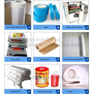 Buy cheap auto polyurethane masking plastic for painting 4*300m, Tape plastic auto paint masking protection film for cars, bagplasti from wholesalers