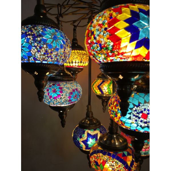 Country chandelier restaurant coffee shop Hotel duplex building retro handmade glass Turkish Chandelier(WH-DC-26)