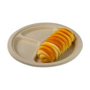 Buy cheap Bagasse 3 Compartment Paper Plates Recyclable Disposable Plates Round Restaurant from wholesalers