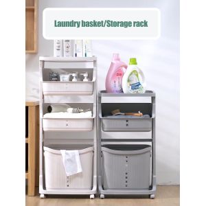 Buy cheap Reusable High 79cm 2 Tier Plastic Laundry Basket With Wheels from wholesalers