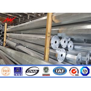 Polygonal 80ft 69kv Electricity Steel Utility Pole With Mast Galvanized