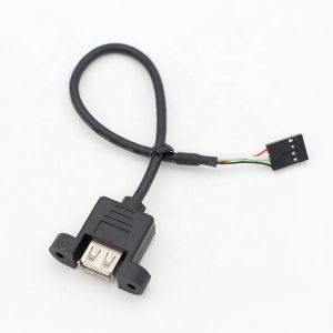 Custom Screw Lockiing Stud 1M 2M Female USB A Panel Mount to Dupont Connector