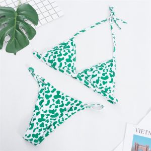 Buy cheap Triangle Halter Top With Low Waist T-back Bikini Set from wholesalers