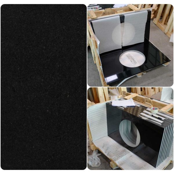 Quality Black Natural Granite Countertops , High Density Solid Black Granite Countertops for sale