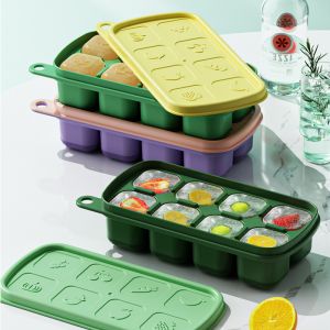 Ice Cube Tray With Lid And Bin, 4 Pack Silicone Plastic Ice Cubes Trays For