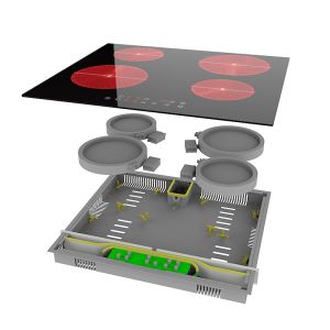 Temperature Control 3 Zone Built In Ceramic Hob Cooktop Frameless