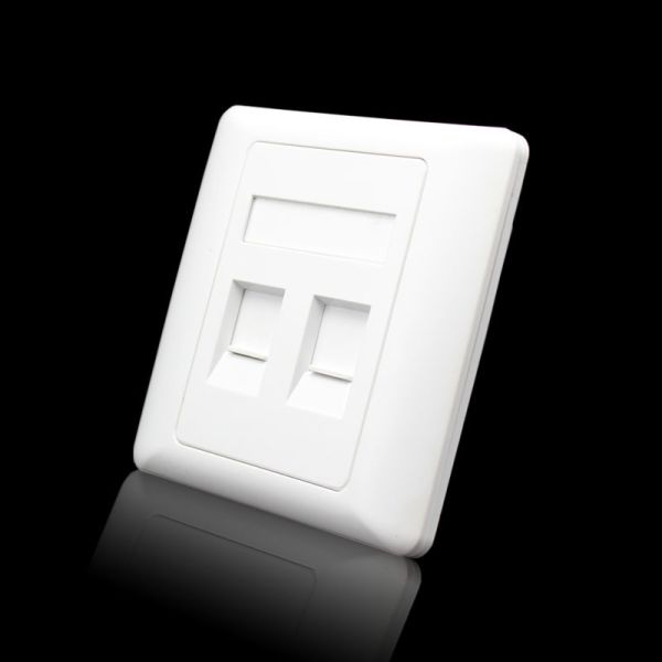 2 Ports Flat Faceplate RJ45 ABS Ethernet Cable Assembly 86×86 Type