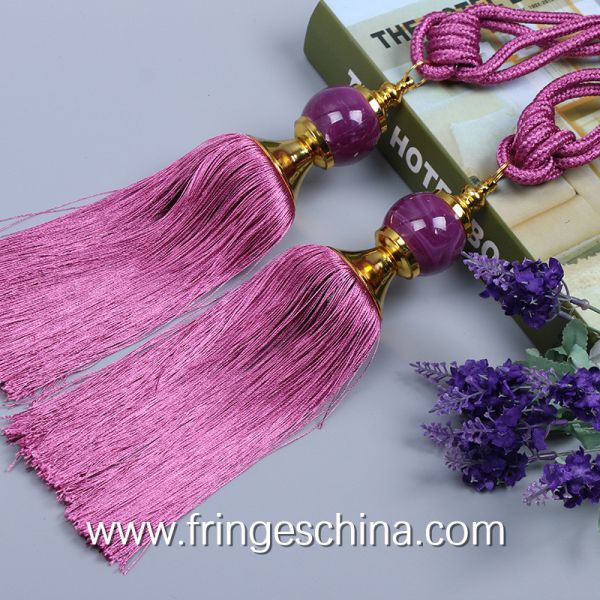 Buy cheap Delicate custom long tassel fringe trimming for curtain attractive tieback hanging ball from wholesalers