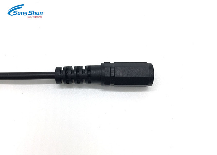 Black DC Power Extension Cable 24AWG UL2464 With Jack 5.5 X 2.1mm Male Plug