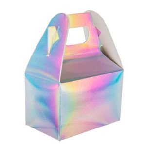 China Custom Logo Printed Holographic Iridescent Foil Gable Packaging Boxes on sale