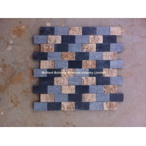 Buy cheap Black Limestone Mosaic Mixed Travertine from wholesalers