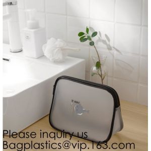 Eco Friendly PVC Zipper Cosmetic Pouch Clear Toiletry Bag, Stand Up Packaging