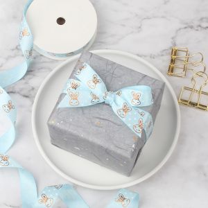 Buy cheap Large Stock White Gift Satin Ribbon With Gold Ink Printing Congratulation Logo from wholesalers