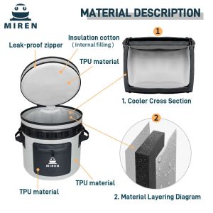 25 Can Dark Gray Round Cooler Leakproof and Waterproof Soft Cooler Bag for