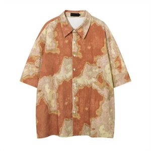 Buy cheap OEM maufactory  Short -sleeved shirt boys Ins American lazy wind five -point sleeve shirt loose casual summer from wholesalers