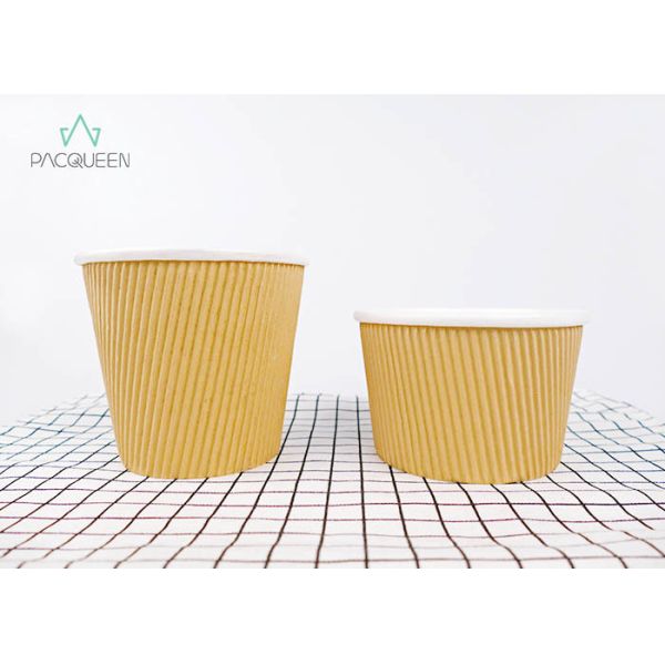 Quality Ripple Paper Brown Takeaway Food Containers Soup Cups Eco - Friendly for sale