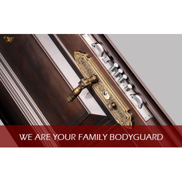 2022 New Design Latest Modern Style Grey Wooden Texture High Grade Burglar Proof Strong Security Steel Front Entry Door