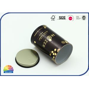 Buy cheap 182gsm Gold Paper Cardboard Canister Packaging Tube With Metal Lid from wholesalers