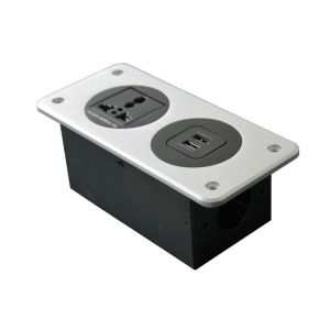 2018 New Aluminum Panel Socket with Universal power and USB charger for table