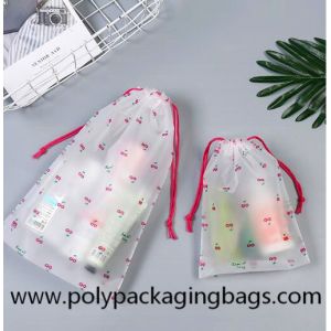 Buy cheap 0.06mm Printed Transparent PE Drawstring Storage Bag from wholesalers