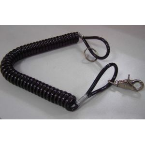 Orange Plastic Core Detachable Elastic Coil Cord W/Stainless Steel Ring