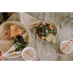 Buy cheap Round Bagasse 3 Compartments Compostable Plate Disposable Sugarcane Plates from wholesalers