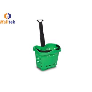 Stackable Aluminum Handle wheeled Supermarket Shopping Basket