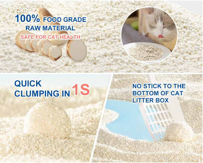 Premium Cassava Cat Litter Sand Biodegradable Quick Clumping Cat Litter