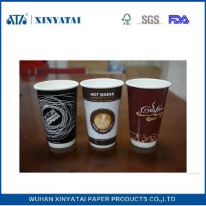 18oz Custom Printed Adiabatic Double Wall Paper Cups for Tea / Fruit Juice