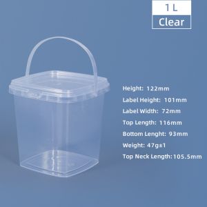Buy cheap 2L Capacity Food Grade Clear Square Plastic Buckets Pail With Handle For Cookies Storage from wholesalers