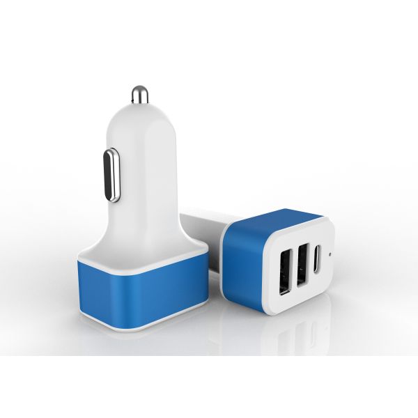 China 5V4.4A ROHS Multi Port Usb Car Charger With Two USB Type C Port on sale China 5V4.4A ROHS Multi Port Usb Car Charger With Two USB Type C Port on sale