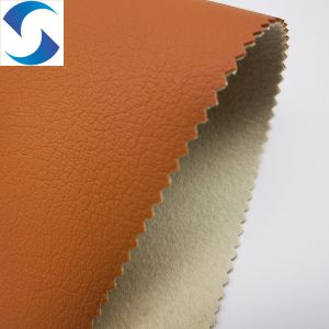 China 1.1mm Orange PVC Leather Fabric With Embossed Pattern 25-50M/Roll Packing on sale